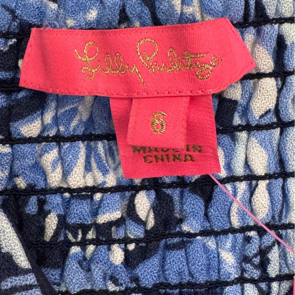 NWT Lilly Pulitzer Auria One Shoulder Ruffle Blue High Tide Top, Size 6 - Picture 3 of 5